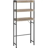 VASAGLE Toilettenregal, 3 Ebenen, Badezimmerregal, platzsparend, einfach zu montieren, für Waschküche, industrieller Stil, Grège und Schwarz, BTS002B02