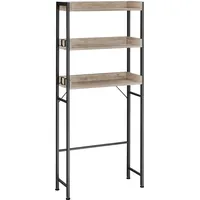 VASAGLE Toilettenregal, 3 Ebenen, Badezimmerregal, platzsparend, einfach zu montieren, für Waschküche, industrieller Stil, Grège und Schwarz, BTS002B02