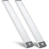 LEPOTEC LED-Bewegungsmelder-Licht, Untertischbeleuchtung, kabellos, wiederaufladbar, USB-Nachtlicht, batteriebetriebenes Licht, 54 LED-Lichter für Kleiderschrank, Schrank, Schrank (2 Stück)