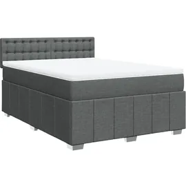 vidaXL Boxspringbett mit Matratze Dunkelgrau 160x200 cm Stoff
