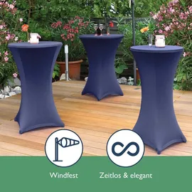 Beautissu Stehtischhusse Blau, 2er Set