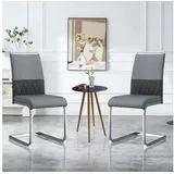 Odikalo Esszimmerstuhl 2er Bürostuhl PU-Kunstleder Leinen gepolstert Side Chair schwarz/grau grau