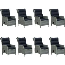 vidaXL Polyrattan Garten-Essgruppe 9-tlg. hellgrau inkl. Auflagen 3060142