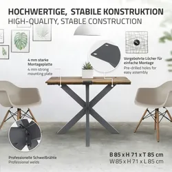 ML-Design Tischbeine X-Design 85x71x85 cm anthrazit aus Metall