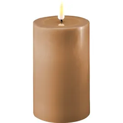 Deluxe Homeart LED Stumpenkerze Real Flame karamell, Ø7,5 x H12,5cm, karamell