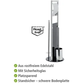 Wenko WC-Bürstengarnitur Ravina Silber/Schwarz 3in1