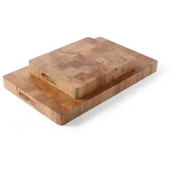 Hendi Holzschneidbrett GN1/1 aus hochwertigem Kautschuk-Holz mit Griffmulden