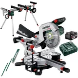 Metabo Akku Kappsäge Säge Ladegerät KGS18 LTX BL 254 + Untergestell KSU 251 Set