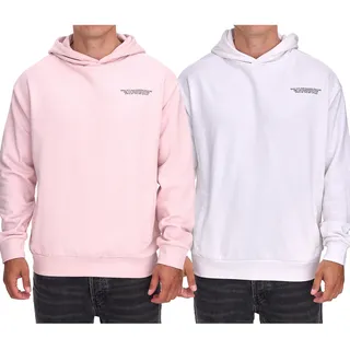 SUBLEVEL Herren Kapuzen-Pullover Baumwoll-Hoodie mit Eingriffstaschen Sweater H10014T21326A in Rosa oder Weiß - XXL