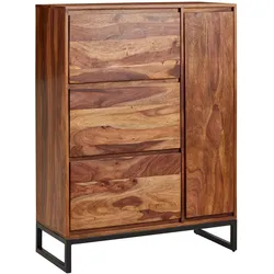 Kadima Design Schuhschrank Sheesham Massivholz, Geschlossen, Stilvolles Design. 88x40x120 cm