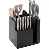 KitchenEdge Magnetischer Messerblock aus Bambus und Kochutensilienhalter, schlanke Aufbewahrung