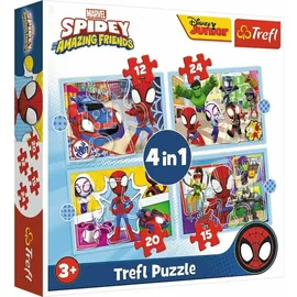 Trefl 4 in 1 Puzzle 12,15, 20, 24 Teile Marvel Spidey