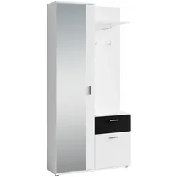 byLIVING Garderobe JAKOB, Breite 97 cm, schwarz/weiß, Spiegel, viel Stauraum