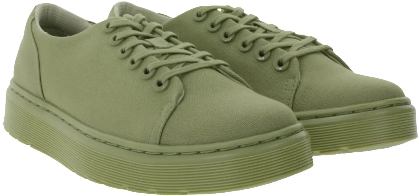 Dr. Martens Dante Low-Top Sneaker klassische Canvas-Schuhe mit geprägtem Rückenriemen 30821358 Khaki - 41