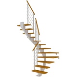 DOLLE Mittelholmtreppe Hamburg (Breite: 85 cm, 1/2-gewendelt, Verkehrsweiß, Farbe Stufen: Eiche, Natur, Geschosshöhe: 278 – 322 cm)