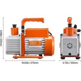 Vevor Vakuumpumpe, 5 CFM, HVAC einstufige Drehschieber-Vakuumpumpe, für R134a R22 R410a Systeme, Auto-AC-Vakuumpumpen-Kit mit Ölflasche, für die Wartung von Auto-Klimaanlagen und Harzentgasung