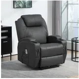 Homcom Relaxsessel Kunstleder 0 x 0 x 0 cm Dunkelgrau elektrisch mit Massagefunktion