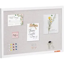 Vevor 30"x20" weiße Korktafel mit Leinenoberfläche – Stilvolles Pinnwand zur Wandmontage für Zuhause, Schule, Büro – Elegantes und funktionales Schwarzes Brett