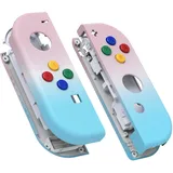 ExtremeRate Joycon Shell & Tasten, Matt DIY-Ersatz Gehäuse Grips Skin Hülle & Knöpfe Buttons Umbau Set für Nintendo Switch/Switch OLED Joycon Controller-Farbverlauf Pink Blau [KEIN Joy Con]