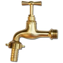 Messing Wasserhahn 1/2" Schlauchtülle 1/2" Außenhahn Garten Keller Aussenarmatur Bradas 3141