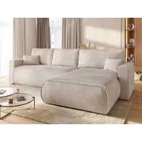 BroMARKT Ecksofa HAVANA Schlaffunktion Bettkasten L-Form 120x236 cm Weiß - Weiß