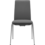 Polsterstuhl STRESSLESS "Laurel", grau (grau batick, chrom matt), B:57cm H:92cm T:59cm, Leder BATICK: BATICK ist ein leicht korrigiertes, durchgefärbtes und genarbtes Möbelleder, bei dem die meisten Unebenheiten und Spuren in der Regel entfernt wurden., Stühle, Polsterstuhl, Low Back, Größe M, mit Beinen aus Stahl in Chrom matt
