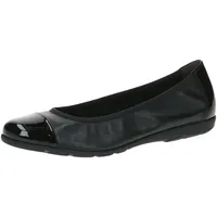 CAPRICE Damen Ballerinas aus Leder Bequem, Schwarz (Black Comb),