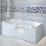 HAK SKALI Badewanne mit Tür/Seniorenbadewanne 167,5x85/75cm, Links,Komplett-Set