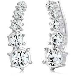 Paar Ohrstecker ELLI "Earcuff Klassik Kristalle 925 Silber", silber, Ohrringe, Damen, OneSize,mit Steinen, Silber 925 (Sterlingsilber)