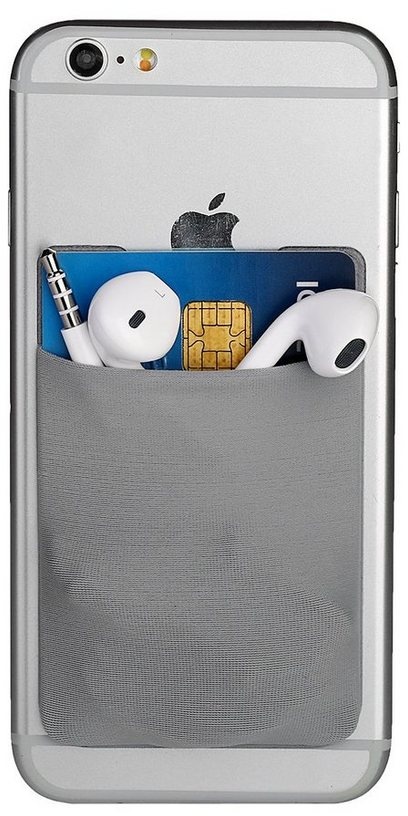 Cerbery Kartenetui Smartphone Kartenhalter - Halter Handy Hülle Kartenhülle Kopfhörer grau