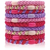 Kisvic Haargummis Mädchen, Haargummis Damen Mehrfarbigen, Mode Elastische Haarbänder für dickes Haar und lockiges Haar (Rosa)