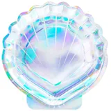 Partydeco Pappteller Muschel 18,5 cm 6 St. Weiß/Irisierend