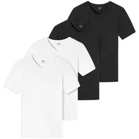 SCHIESSER UNCOVER by SCHIESSER Herren T-Shirt 4er Pack - V-Ausschnitt schwarz / weiß), XL