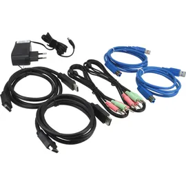 InLine KVM Desktop Switch, 2-fach, DisplayPort, USB 3.0 Hub, mit Audio