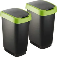 Rotho 2er-Set Swingeimer 25 l SALSA, Farbe:Grün (recycled) -