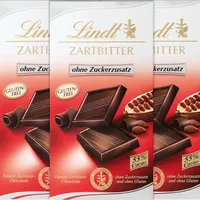 Lindt 3 x 100g Zartbitter ohne Zuckerzusatz & Glutenfrei | 300g