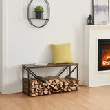 [en.casa] Kaminholzregal Vaasa mit Sitzfläche 100x30x50cm