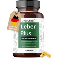 Naturklar® Leber Plus hochdosiert - Mariendistel Kapseln mit Artischocke, Löwenzahn, Curcuma & Cholin - 120 Kapseln - Vegan - Milk thistle