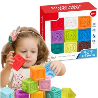 Sensorische Stapelwürfel, Softwürfel, Bauklötze für Babys, Montessori-Spielzeug