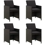 vidaXL Gartenstühle mit Kissen 4 Stk. Poly Rattan Schwarz