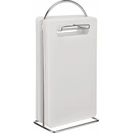 Hi Haushalt International 7-teiliges Frühstücks-Set 6 Schneidebretter mit praktischem Ständer weiß