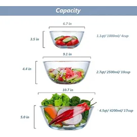 luxuskollektion Rührschüssel Set transparent 4,2 l / 2,5 l / 1 l 3-teilig