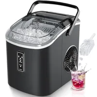 euhomy Eiswürfelmaschine Klein, 9 Würfel in 6 Minuten Bereit, 12 Kg/Day, Selbstreinigend, Tragbare Eismaschine Mit Tragegriff, Korb Und Schaufel, 2 Größen Von Eiswürfeln Für Zuhause, Küche, Schwarz