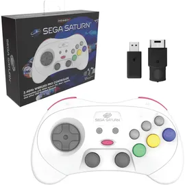 retro-bit SEGA Saturn Pro Controller Weiß Nintendo Switch