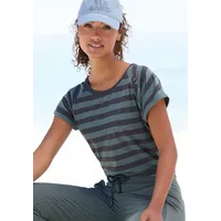 Elbsand T-Shirt »Calisa«, mit Streifenmuster, sportliches Kurzarmshirt aus Baumwoll-Mix, Gr. M (38), petrol-blau, , 67031347-M