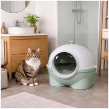 Hti-Living Katzentoilette geschlossen Grün/Weiß