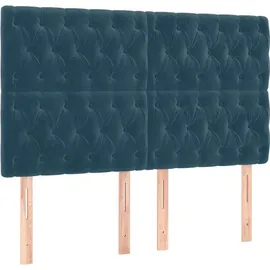 vidaXL Boxspringbett mit Matratze Dunkelblau 140x200 cm Samt