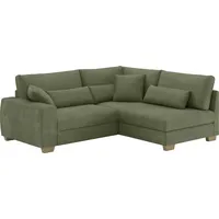 Ecksofa HOME AFFAIRE "L-Form" Sofas Gr. B/H/T: 227cm x 68cm x 190cm, Cord, Ottomane rechts, mit Bettfunktion, grün Mit Federkern, wahlweise mit Bett und Taschenfederkern