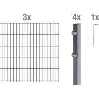 Globus Alberts Doppelstabmatten-Grundset 6 m 200 x 100 cm 6/5/6 anthrazit