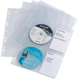 Durable CD-Hüllen 523819, 227 x 285 mm, mit Lochung, Kunststofftasche, transparent, für je 4 Discs, 10)